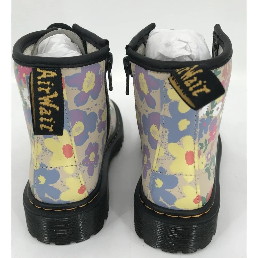 DR MARTENS Junior 1460 J Floral Mash Up Leather Lace‎ Up Boots Size 12 New W/Box